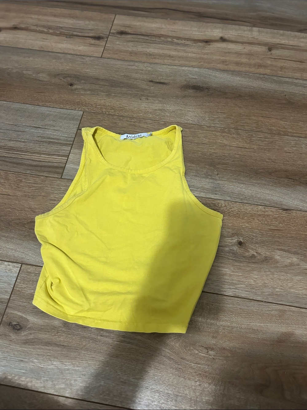 Yellow Ribbed Crop Tank Top